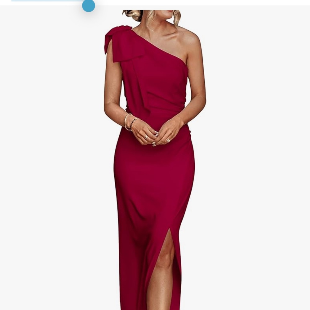 Elegant One-Shoulder Wine Colored Dress